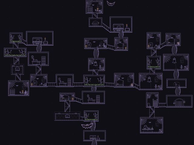 A maze of haunted rooms, stairways, and creatures